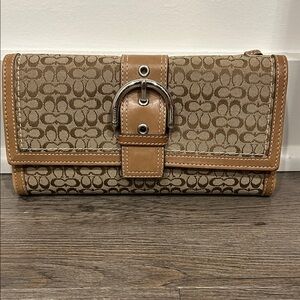 Coach Brown and Tan Signature Wallet